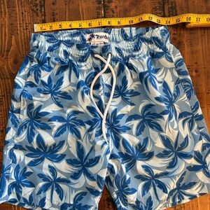 Tropical Blue Palm Men's Swim Trunks